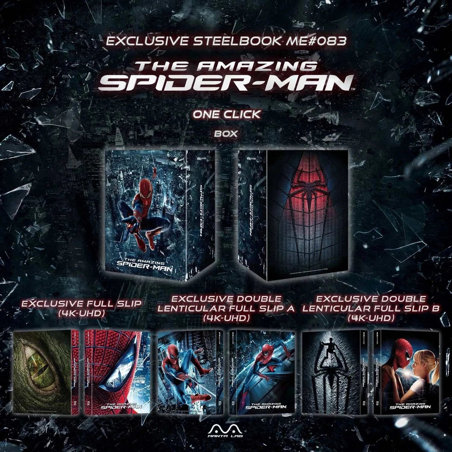 The Amazing Spider-Man exclusive steelbook 4K UHD and Blu-Ray pre-order box set with lenticular covers and collectible inserts