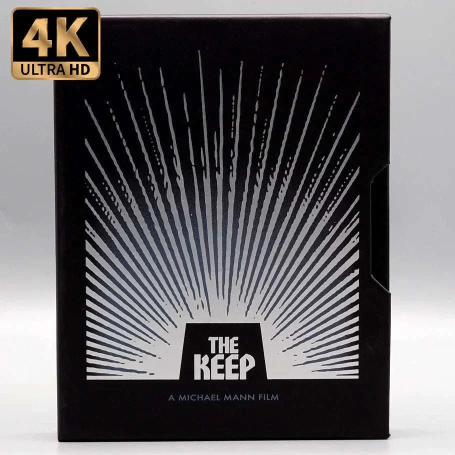 The Keep 4K UHD Blu-ray limited edition hardcase with black and silver cover design by Michael Mann