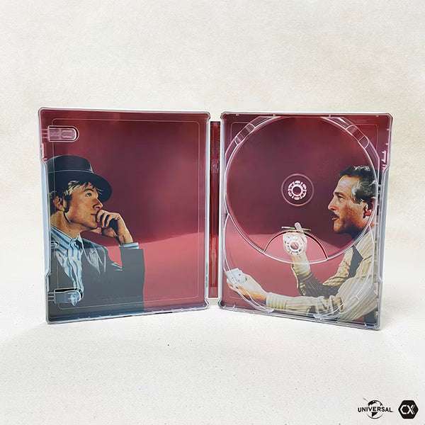 The Sting 4K UHD limited edition steelbook open showing inner artwork with two men facing each other