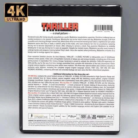 Vinegar Syndrome Thriller A Cruel Picture 4K UHD Blu-ray limited edition slipcover packaging