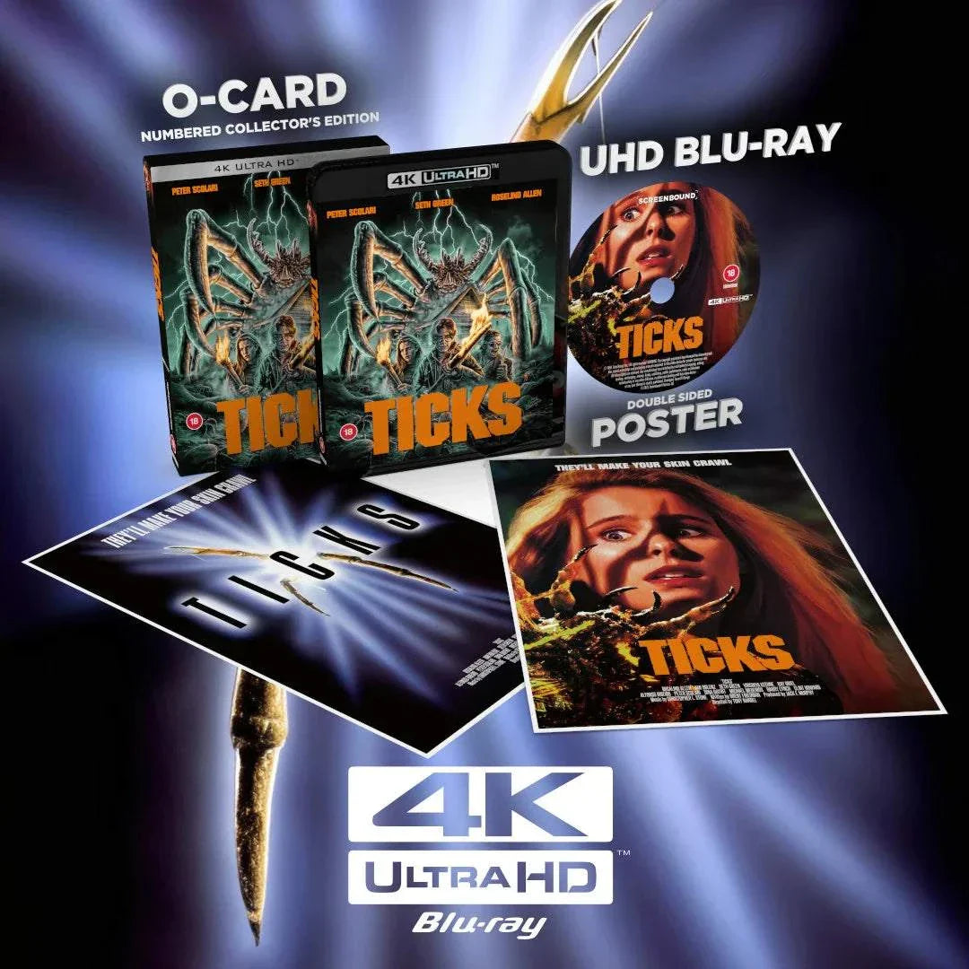 Ticks Limited Edition 4K Ultra HD Blu-ray with slipcover, double-sided poster, and collector's O-card.