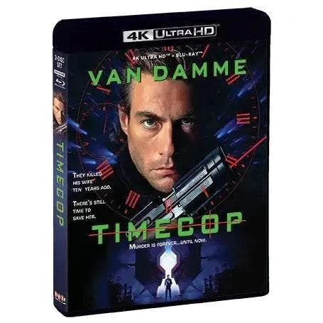 Timecop (1994) 4K UHD + Blu-Ray with Limited Edition Slipcover featuring Jean-Claude Van Damme.