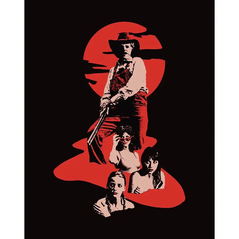 Tourist Trap 1979 horror movie Blu-ray limited edition slipcover cover art with ominous figures and red background silhouette