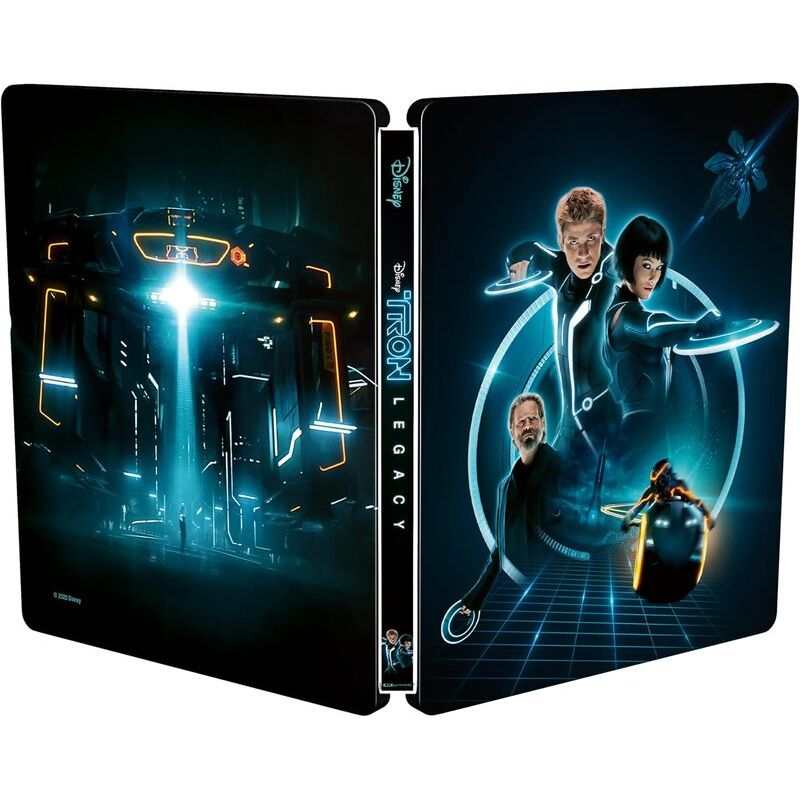 Tron Legacy 4K UHD limited edition steelbook with futuristic characters and digital grid design