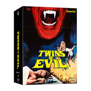 Twins of Evil 1971 limited edition 4K UHD and Blu-ray hardbox with vampire horror artwork and yellow title text