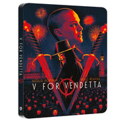 V For Vendetta 4K Ultra HD Blu-Ray Limited Edition Steelbook, UK release, features vibrant cover art with Natalie Portman, pre-order available.
