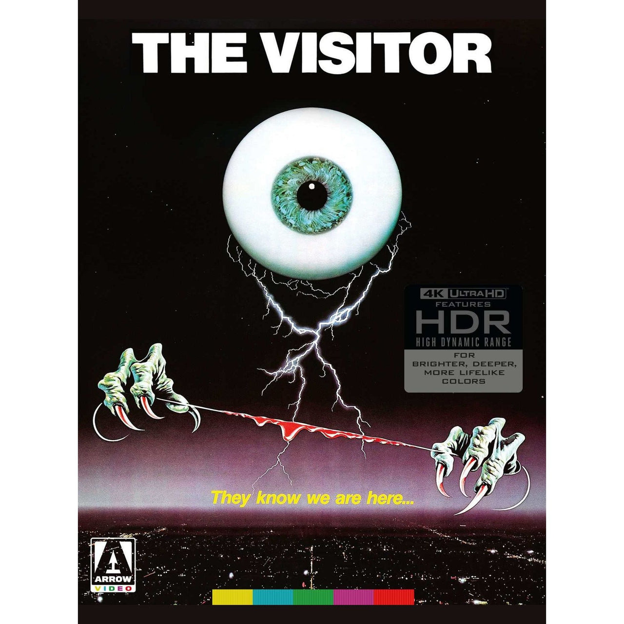 The Visitor Limited Edition 4K UHD movie cover featuring a giant eye and clawed hands with lightning effects
