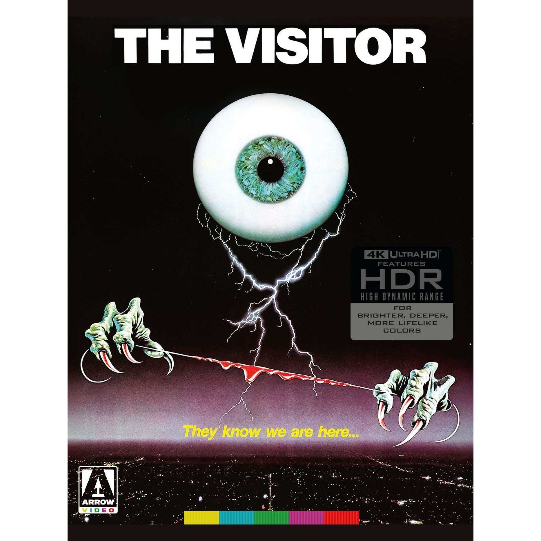 The Visitor Limited Edition 4K UHD movie cover featuring a giant eye and clawed hands with lightning effects