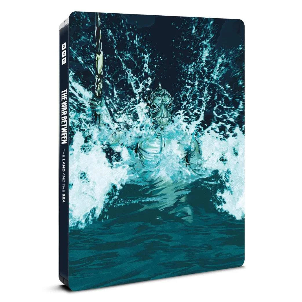 The War Between The Land And The Sea Blu-Ray steelbook featuring ocean creature design and splash effect