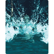 Blu-ray steelbook cover art of The War Between The Land And The Sea featuring aquatic creature emerging from water with splashing waves