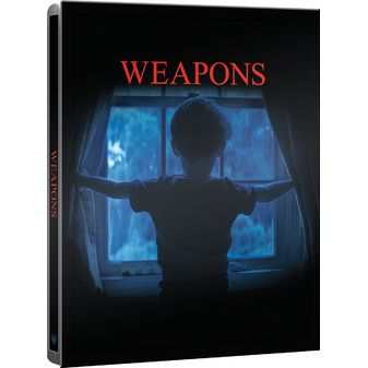 Weapons Limited Edition Steelbook 4K Ultra HD cover showing silhouette of child in front of window at night