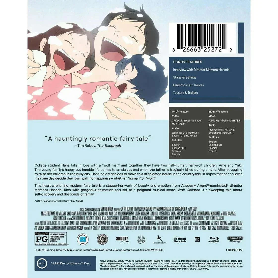 Wolf Children 4K UHD Limited Edition Steelbook pre-order with exclusive features and director's cut trailers