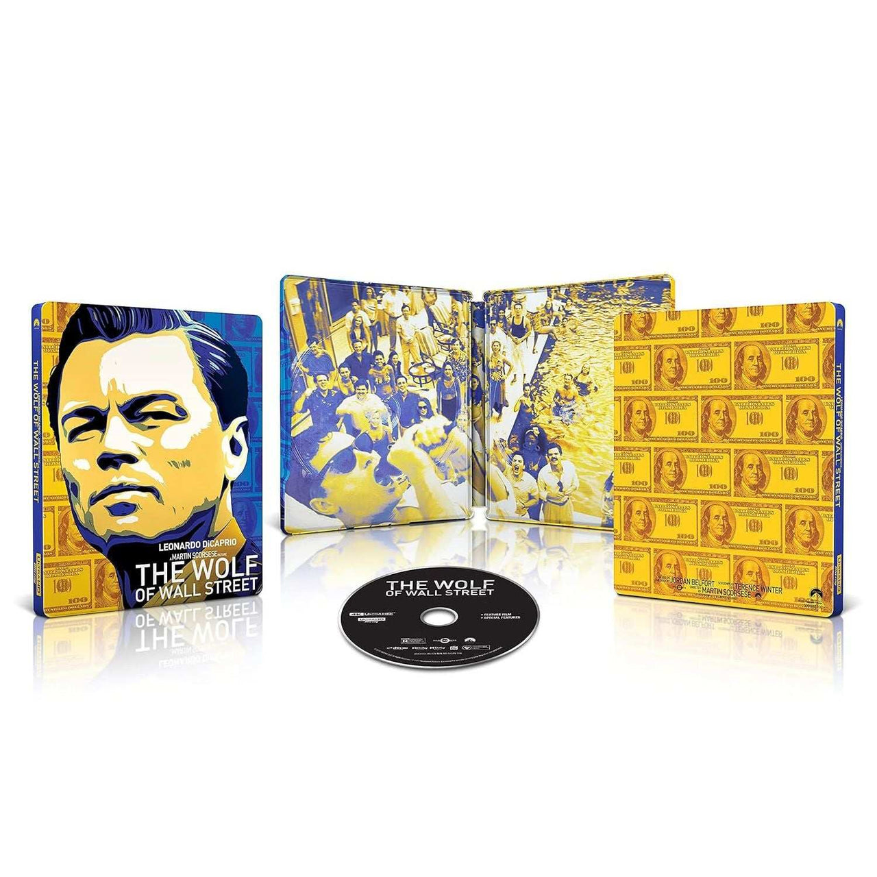 The Wolf of Wall Street Limited Edition 4K UHD digital steelbook with Leonardo DiCaprio artwork and special features packaging